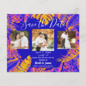 Electric Orange Blue Tropical Feuilles Enregistrer (Devant)