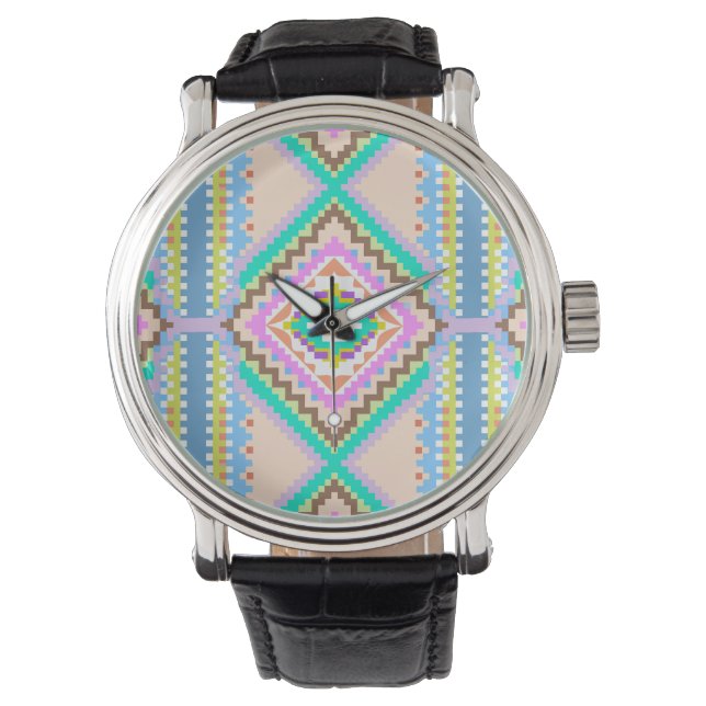 Electric Pastel Dream Kaleidoscope Horloge (Voorkant)