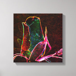 Electric Rosebud Abstract Bloemenkunst Canvas Afdruk