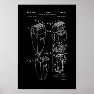 Electric Shaver Patent Poster Barber Shop Decor