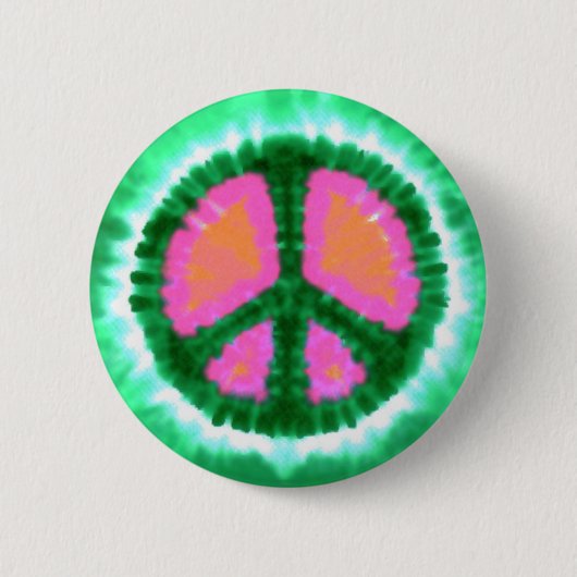 Electric Stropdas-Dye Peace Sign Ronde Button 5,7 Cm (Voorkant)