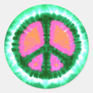 Electric Stropdas-Dye Peace Sign Ronde Sticker