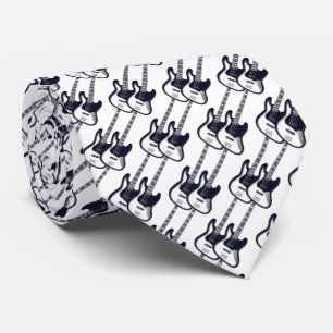 Electric Two Guitar Pattern in Navy Blue Stropdas