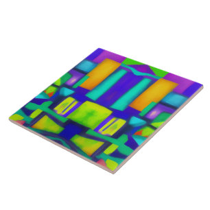 Electric Vibes droomt van stijlvolle  Abstracte ku Tegeltje