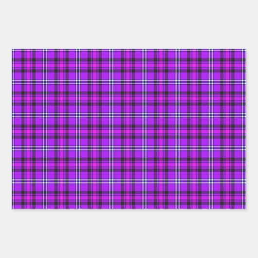 Electric Violet and Fuchsia Plaid Purple Inpakpapier Vel (Voorkant 2)
