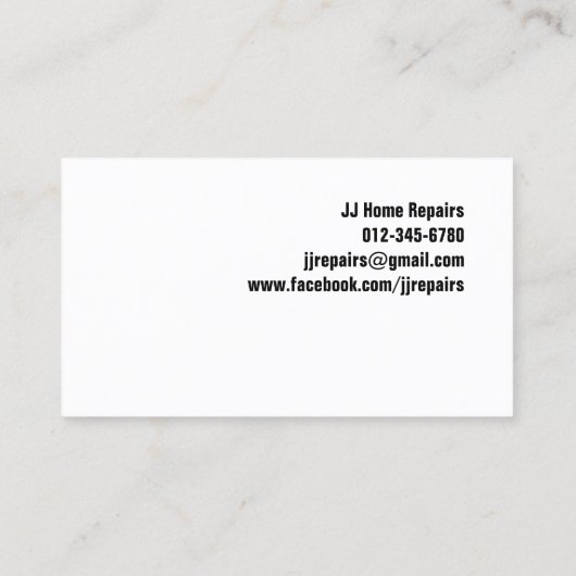 Electric Zap Home Reparaties Blauw Visitekaartje (Achterkant)