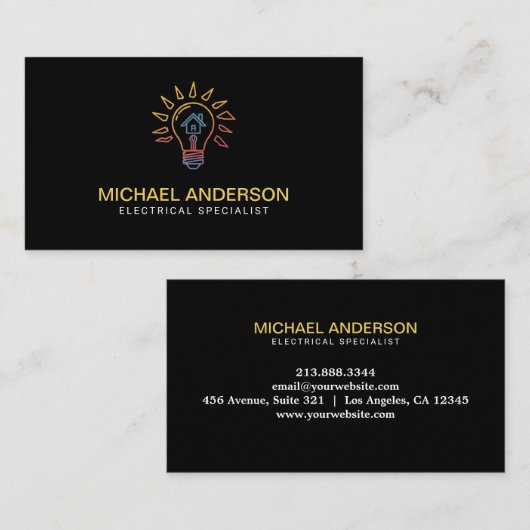 Electrical Contractor Electrician Professional Visitekaartje (Voorkant / Achterkant)