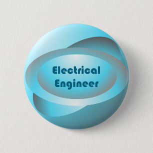Electrical Engineer Blue Ronde Button 5,7 Cm