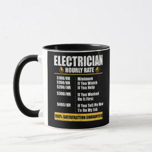 Electrice Hourly Rate Funny Lineman Dad Retro Mok