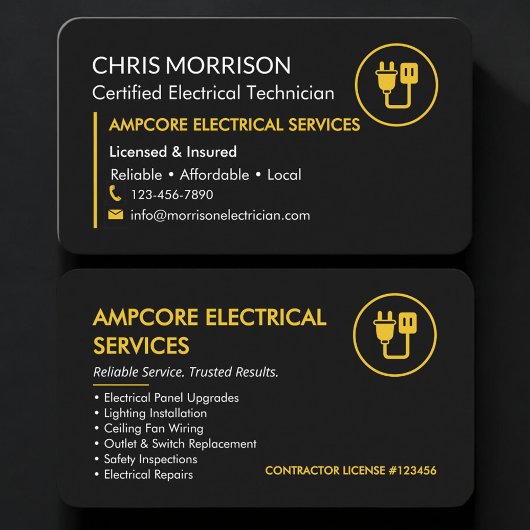 Electrician Electrical Branding Black Yellow Visitekaartje