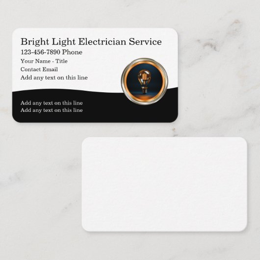 Électricien Classique Thème Cartes d'Appel D'Affai (Devant / Derrière)