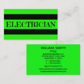 Électricien Neon Green Carte de visite (Devant / Derrière)