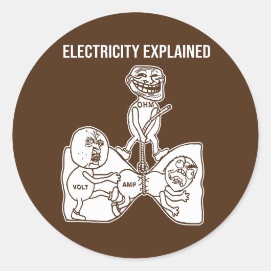 Electricity Explaated Electricity Physics Nerd Ronde Sticker (Voorkant)