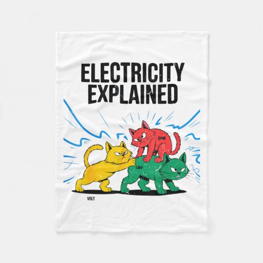 Electricity Explained Funny Cat Physics Humor Scie Fleece Deken (Voorkant)
