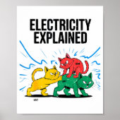 Electricity Explained Funny Cat Physics Humor Scie Poster (Voorkant)