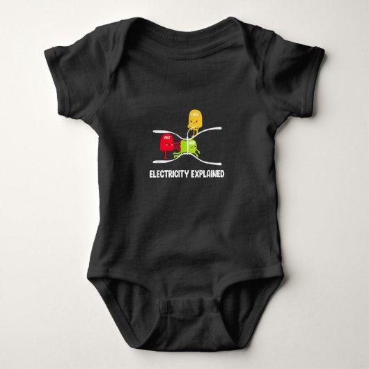 Electricity Explained Volt Ohm Amp Funny Electrici Romper (Voorkant)