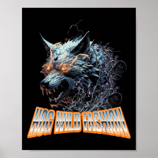Electrified Wolf Chaos Animal Rage Energy Poster (Voorkant)
