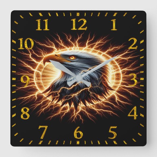 Electrifying Eagle Vierkante Klok (Voorkant)