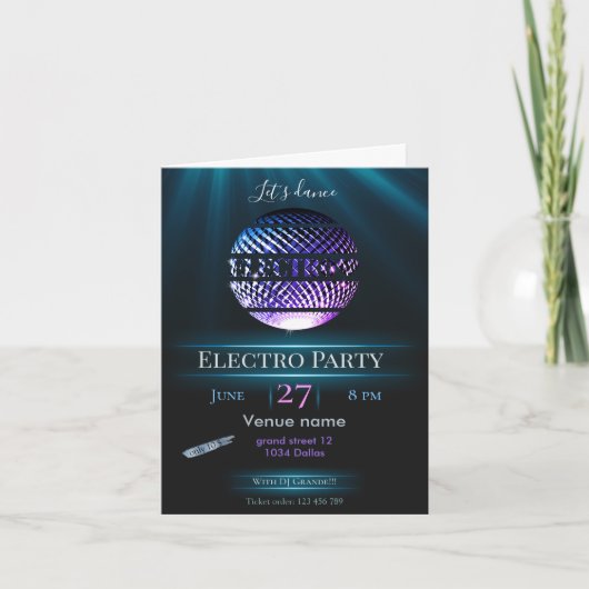 Electro EDM party, invitation techno party (Devant)