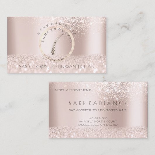 Electrolysis Hair Removal Appointment Roos Zand Afsprakenkaartje (Voorkant / Achterkant)