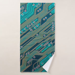 Electronic circuit board close up background, boar badhanddoek