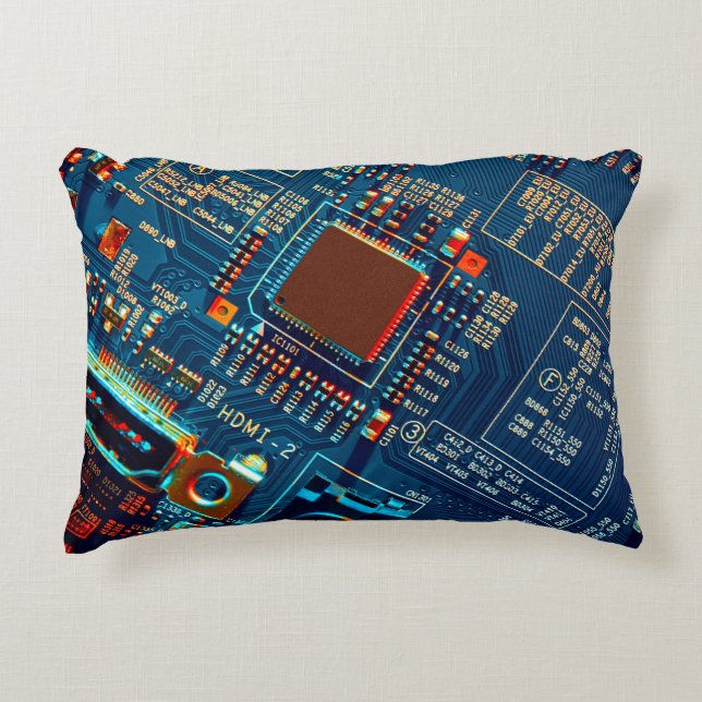 Electronic circuit board close up. electronic,micr accent kussen (Voorkant)