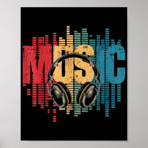 Electronic Music Lover DJ Hoofdtelefoon Poster
