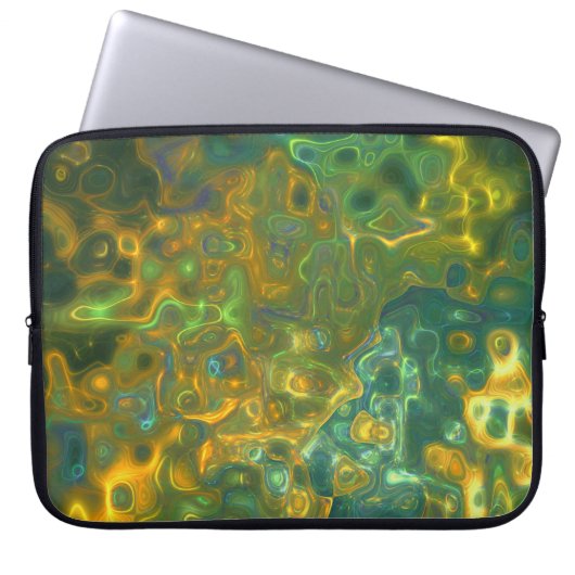 Electronics Bag Groen Geel Edelsteen Patroon Laptop Sleeve (Voorkant)