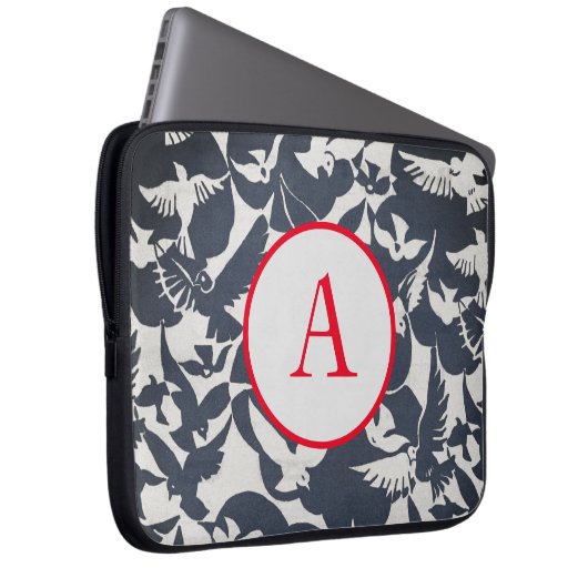 Electronics Bag JAPANESE BIRD PATTERN DIY INITIAAL Laptop Sleeve (Voorkant Rechts)