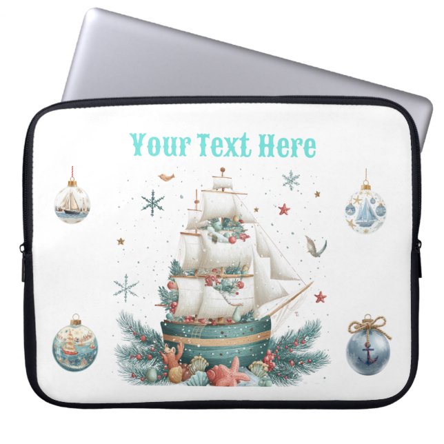 Electronics Bag-"Nautical Christmas Laptop Sleeve  (Voorkant)