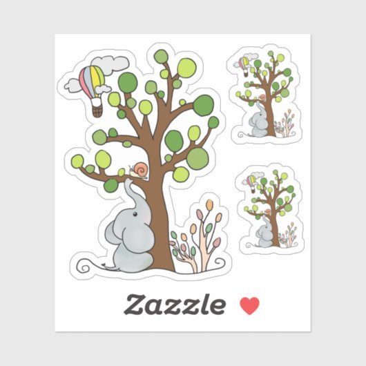 Elefant am Baum Aufkleber Sticker (Vel)