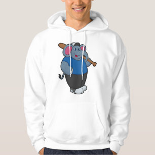 Elefant bij honkbal met honkbalknuppel hoodie