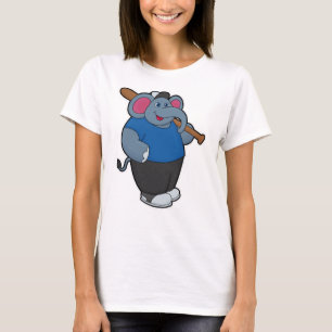 Elefant bij honkbal met honkbalknuppel t-shirt