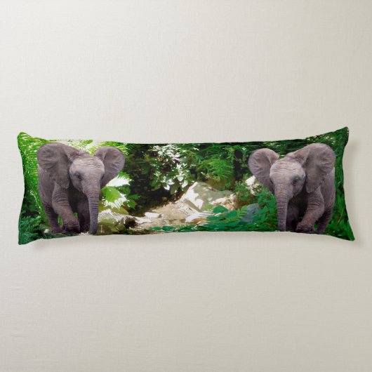 Elefant en Oerwoud Lichaamskussen (Achterkant)