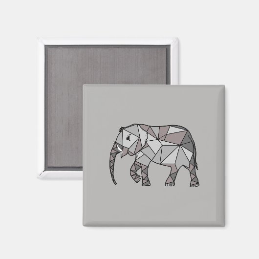 elefant geometrisch , bisschop grijs 2 magneet (Voorkant / Achterkant)