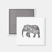 elefant geometrisch , bisschop grijs magneet (Voorkant / Achterkant)