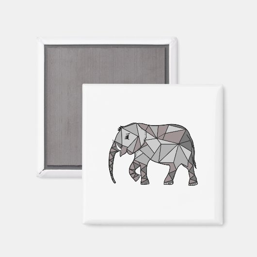 elefant geometrisch , bisschop grijs magneet (Voorkant / Achterkant)