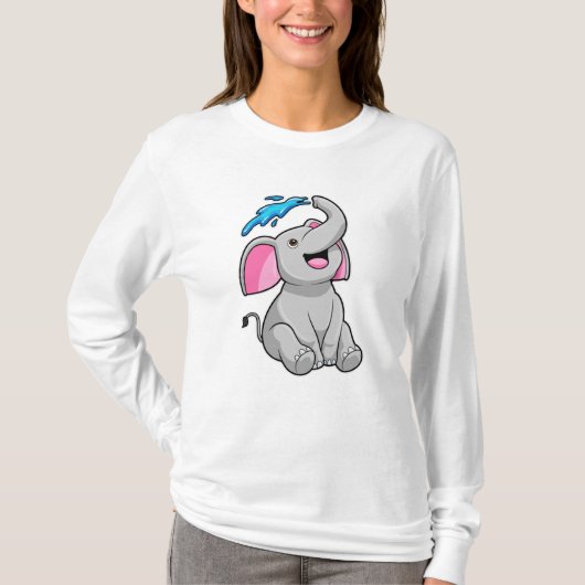 Elefant in Splash met water T-shirt (Voorkant)