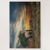Elefant lopen bij zonsondergang legpuzzel (Verticaal)