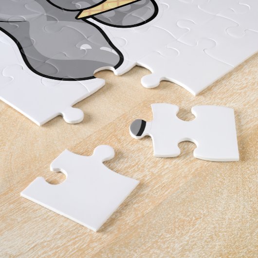 Elefant met chocolade-wafelijs legpuzzel (Zijkant)