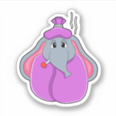 Elefant met koortsthermometer sticker (Voorkant)