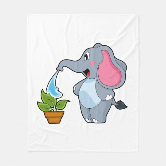 Elefant met Plant Fleece Deken (Voorkant)