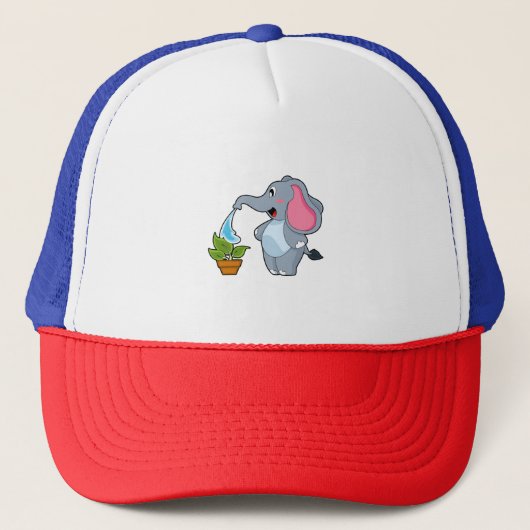 Elefant met Plant Trucker Pet (Voorkant)
