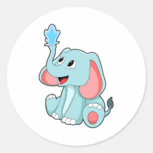 Elefant met water ronde sticker