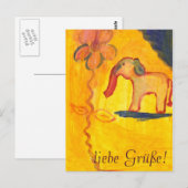 elefant mit blume von Lola Mono Briefkaart (Voorkant / Achterkant)