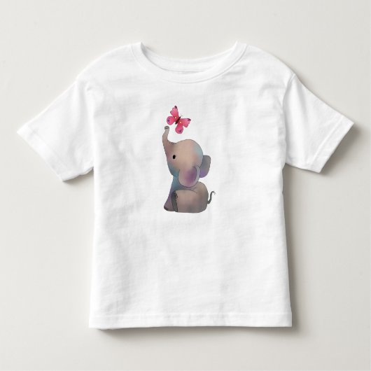 Elefant mit rosa Falter Kinder Shirts (Voorkant)