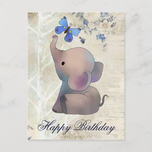 Elefant mit Schmetterling Briefkaart (Voorkant)