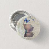 Elefant mit Schmetterling Ronde Button 3,2 Cm (Voorkant /achterkant)