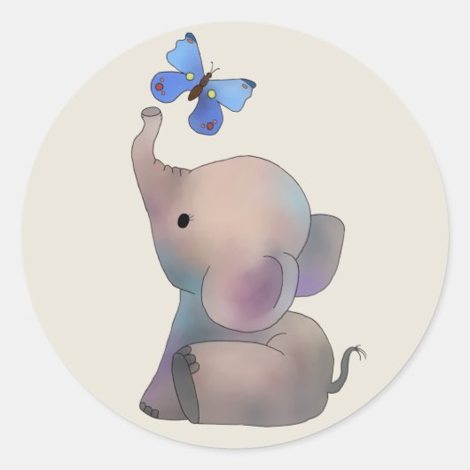 Elefant mit Schmetterling Ronde Sticker (Voorkant)