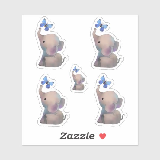 Elefant mit Schmetterling Sticker (Vel)